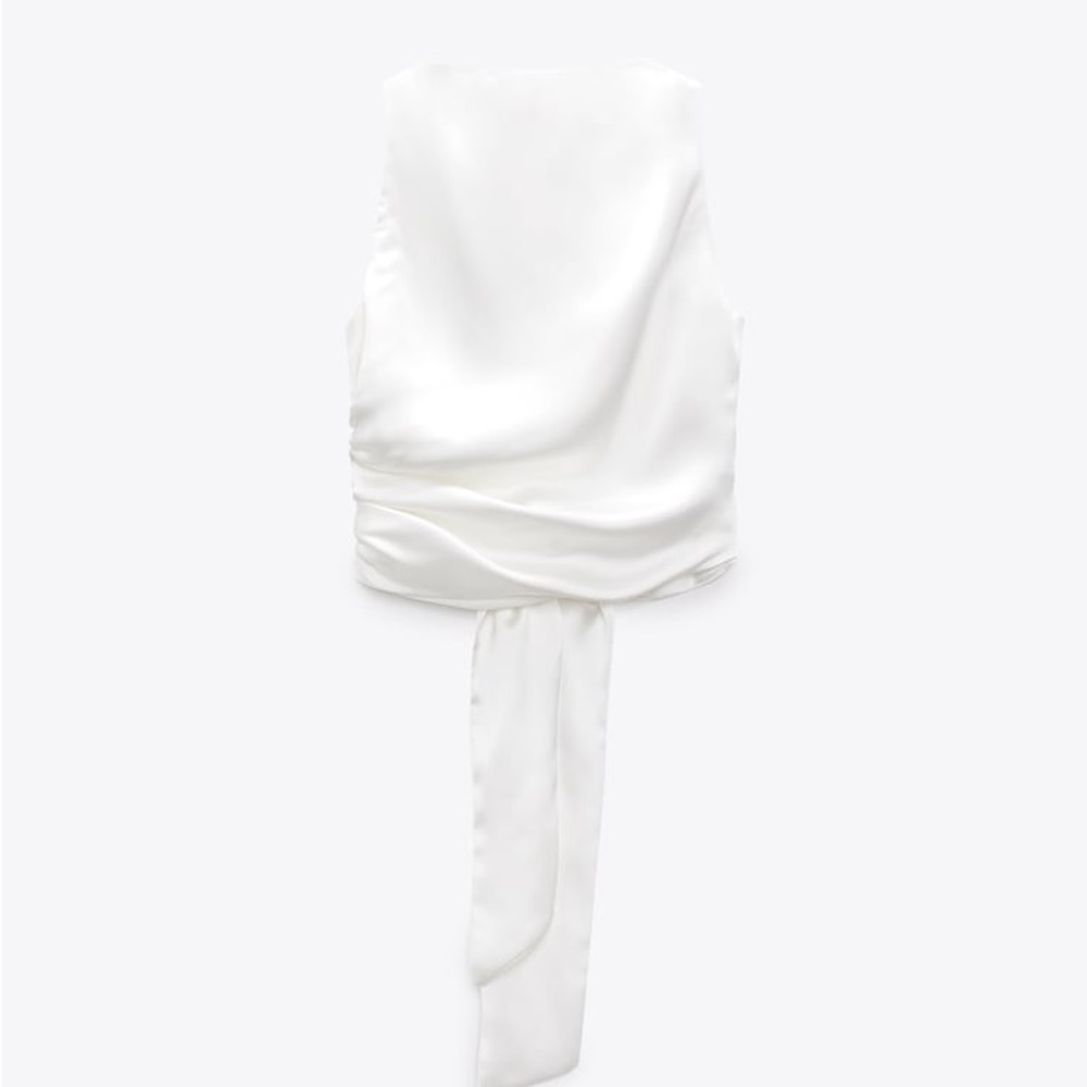 Zara open back satin effect top white women’s X-large NWT